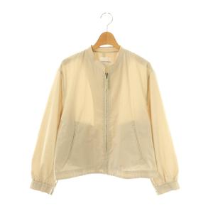 ヒューマンウーマン HUMAN WOMAN 24SS ノーカラーショートブルゾン ジャケット ジップアップ 薄手 M ベージュ /NR ■OS レディース