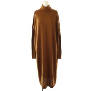 ヒューマンウーマン HUMAN WOMAN 23AW ウール天竺タートルネックワンピース ミモレ ロング 長袖 M 茶 ブラウン /AT ■OS レディース