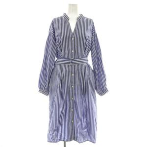 プラステ PLST 19SS コンパクトブロードソデボリュームワンピース ロング 長袖 シャツワンピ ベルト付 M ブルー /MY ■OS レディース