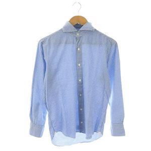 フィナモレ finamore ギンガムチェックシャツ 長袖 S ブルー /HK ■OS メンズ