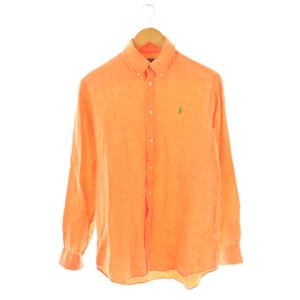 ラルフローレン RALPH LAUREN リネン 長袖 ボタンダウンシャツ M オレンジ /HK ■OS メンズ