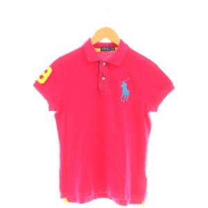 ポロ ラルフローレン POLO RALPH LAUREN ビッグポニー 半袖 ポロシャツ 鹿の子 M ピンク /AT ■OS レディース