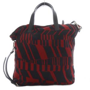 プラダ PRADA トートバッグ ショルダーバッグ 2way 斜め掛け 三角ロゴプレート レッド ブラック /YO22 ■OH メンズ レディース