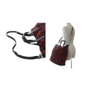 プラダ PRADA トートバッグ ショルダーバッグ 2way 斜め掛け 三角ロゴプレート レッド ブラック /YO22 ■OH メンズ レディース