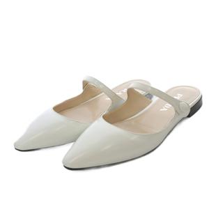プラダ PRADA ミュール パンプス フラット ポインテッドトゥ ストラップ レザー 35 ホワイト /YO27 レディース