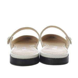 プラダ PRADA ミュール パンプス フラット ポインテッドトゥ ストラップ レザー 35 ホワイト /YO27 レディース