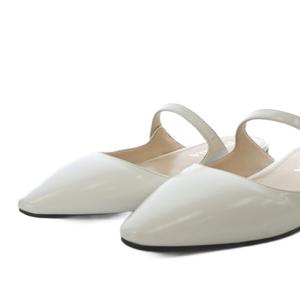 プラダ PRADA ミュール パンプス フラット ポインテッドトゥ ストラップ レザー 35 ホワイト /YO27 レディース