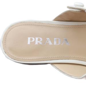 プラダ PRADA ミュール パンプス フラット ポインテッドトゥ ストラップ レザー 35 ホワイト /YO27 レディース