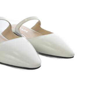 プラダ PRADA ミュール パンプス フラット ポインテッドトゥ ストラップ レザー 35 ホワイト /YO27 レディース