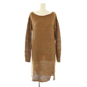ラルフローレン RALPH LAUREN リネンニットワンピース ミニ 長袖 S 茶 ブラウン /AT ■OS ■SH レディース