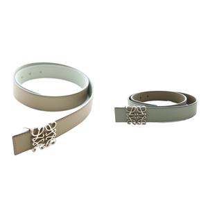 ロエベ LOEWE アナグラムベルト リバーシブル 30/32 グレージュ ライトブルー /SS ■OS ■SH レディース