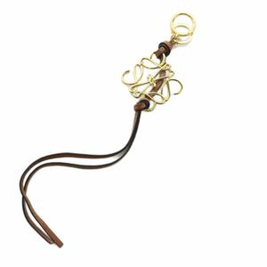 ロエベ LOEWE アナグラム キーリング レザーチャーム ゴールドカラー ブラウン /MI ■OS ■OH レディース
