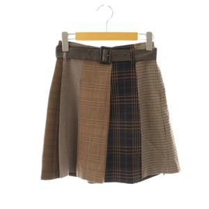 ラブレス LOVELESS チェック スカート ミニ フレア 34 茶 /NR ■OS レディース
