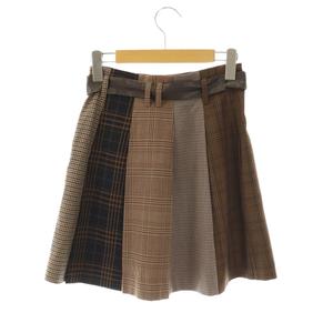ラブレス LOVELESS チェック スカート ミニ フレア 34 茶 /NR ■OS レディース