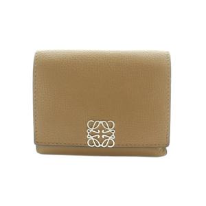 ロエベ LOEWE アナグラム バーティカルウォレット 財布 三つ折り 小銭入れ レザー ベージュ /MI ■OS ■OH レディース