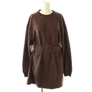 ザラ ZARA ニットワンピース 長袖 ミニ L 茶 /NR ■OS レディース