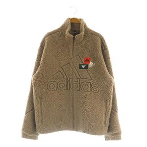 アディダス adidas HN8954 ロゴフリースジャケット ボアジャケット 刺繍 M ベージュ /MY ■OS メンズ