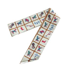 エルメス HERMES Couvertures et Tenues de Jour ツイリー スカーフ シルク 総柄 マルチカラー /MI ■OS ■OH レディース