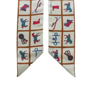 エルメス HERMES Couvertures et Tenues de Jour ツイリー スカーフ シルク 総柄 マルチカラー /MI ■OS ■OH レディース