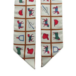 エルメス HERMES Couvertures et Tenues de Jour ツイリー スカーフ シルク 総柄 マルチカラー /MI ■OS ■OH レディース