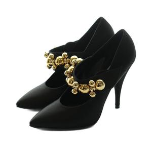 プラダ PRADA メタルデザイン サテンパンプス 37 黒 ブラック /AQ ■OS ■SH レディース