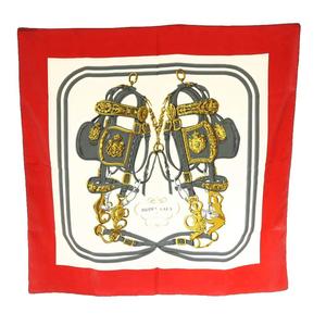 エルメス HERMES BRIDES de GALA 式典用馬勒 カレ90 スカーフ シルク 赤 レッド 白 ホワイト /SS ■OS ■OH レディース