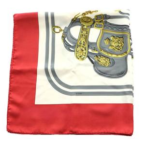 エルメス HERMES BRIDES de GALA 式典用馬勒 カレ90 スカーフ シルク 赤 レッド 白 ホワイト /SS ■OS ■OH レディース