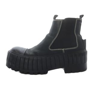 マルタンマルジェラ Martin Margiela MM6 メゾンマルジェラ チェルシーブーツ サイドゴアブーツ ショート プラットフォーム 厚底 レザー 37 ブラック S59WU0211 /YO16 ■SH レディース