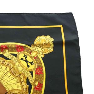 エルメス HERMES IN SALZBURG ザルツブルグにて カレ90 スカーフ シルク 黒 ブラック ゴールドカラー /SS ■OS ■OH レディース