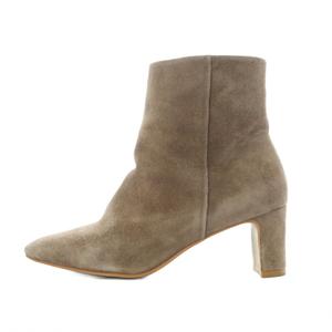 ロペ ROPE サイドジップスウェード ショートブーツ ブーツ スエードレザー 36.5 23cm 23.5cm 茶色 ブラウン ポインテッドトゥ チャンキーヒール 無地 ■SH /RI ■OS レディース