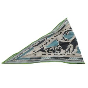 エルメス HERMES ロザンジュ ミニ スカーフ パズル2・バンダナ カシミヤ シルク混 グレー ターコイズブルー ブルー /YO3 ■OH レディース