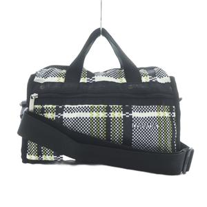 レスポートサック LesportSAC ショルダーバッグ 黒 ブラック 白 ホワイト 黄緑 チェック柄 ロゴプリント /RI ■OS  レディース