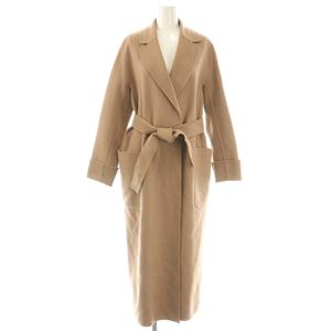 マックスマーラ MAX MARA ウール ベルテッドコート チェスター ロング 38 ベージュ /NR ■OS レディース