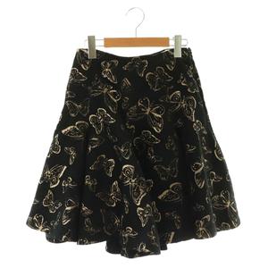 アライア ALAIA 1991 vintage archive バタフライスカート 膝丈 フレア 38 ブラック グレージュ /DO ■OS ■SH レディース