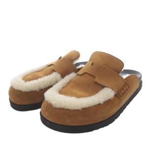エルメス HERMES ゴー ミュール ムートン サンダル フラット スエード 38 ブラウン FR232140Z /YO31 レディース