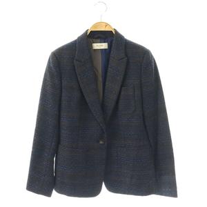 ポールスミス PAUL SMITH ツイードテーラードジャケット 総裏地 42 ブラウンカーキ ネイビー /DO ■OS レディース