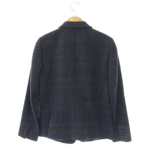 ポールスミス PAUL SMITH ツイードテーラードジャケット 総裏地 42 ブラウンカーキ ネイビー /DO ■OS レディース
