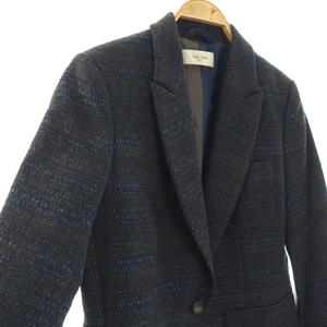 ポールスミス PAUL SMITH ツイードテーラードジャケット 総裏地 42 ブラウンカーキ ネイビー /DO ■OS レディース