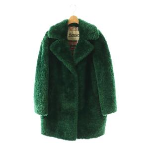 ヘルノ HERNO CURLY FAUX FUR OVERSIZE FIT フェイクファーコート チェスター 40 緑 CA000500D ...