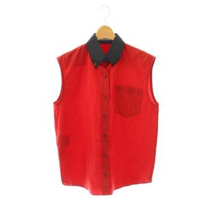 プラダ PRADA ノースリーブシャツ 38 赤 レッド 黒 ブラック /SS ■OS ■OH レディース