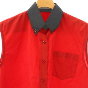 プラダ PRADA ノースリーブシャツ 38 赤 レッド 黒 ブラック /SS ■OS ■OH レディース