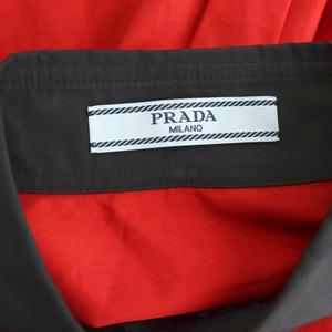 プラダ PRADA ノースリーブシャツ 38 赤 レッド 黒 ブラック /SS ■OS ■OH レディース