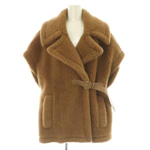 マックスマーラ MAX MARA 23年製 銀タグ ニューアバボ テディベア ケープ コート アウター ML 茶 ブラウン /NR ■OS レディース