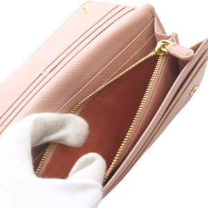プラダ PRADA サフィアーノ パスケース付き 長財布 レザー ロゴ ピンク 1MH132 /SR ■OH レディース