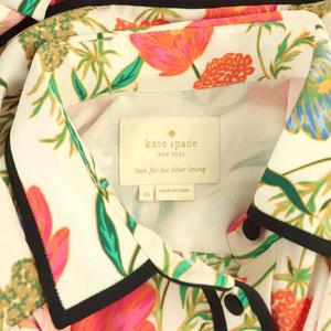 ケイトスペード KATE SPADE 花柄 半袖 シャツワンピース ひざ丈 10 ホワイト マルチカラー /DF ■OS レディース