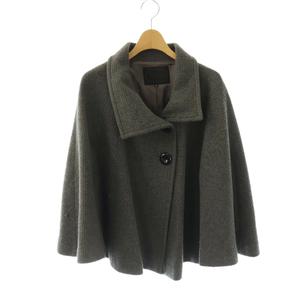 アンタイトル UNTITLED ショートコート ウール カシミヤ混 M グレー ケープデザイン ビッグカラー 織り柄 /OK ■OS レディース