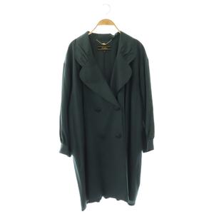 レリアン Leilian シルク ロングコート ダブル 9 ネイビー /HK ■OS レディース