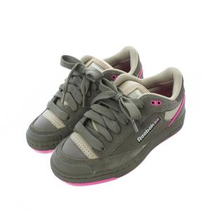 リーボック Reebok CLUB C BULC スニーカー シューズ 24.5cm カーキ ピンク ローカット レースアップ 切り替えデザイン /RI ■OS レディース