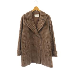クチュールブローチ COUTURE BROOCH チェスターコート ウール M ブラウン チェック柄 ダブルブレスト 長袖 /OK ■OS レディース
