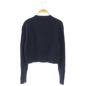 プラダ PRADA コットン ロゴ クロップドニット セーター 36 ネイビー P24A2S /DF ■OS レディース